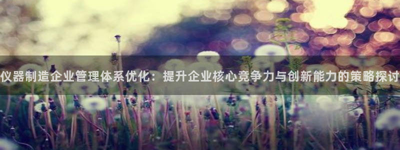 星欧娱乐最新消息今天：仪器制造企业管理体系优化：提升企业核心