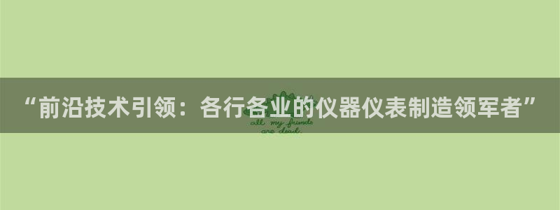 欧星娱乐app：“前沿技术引领：各行各业的仪器仪表制造领军者